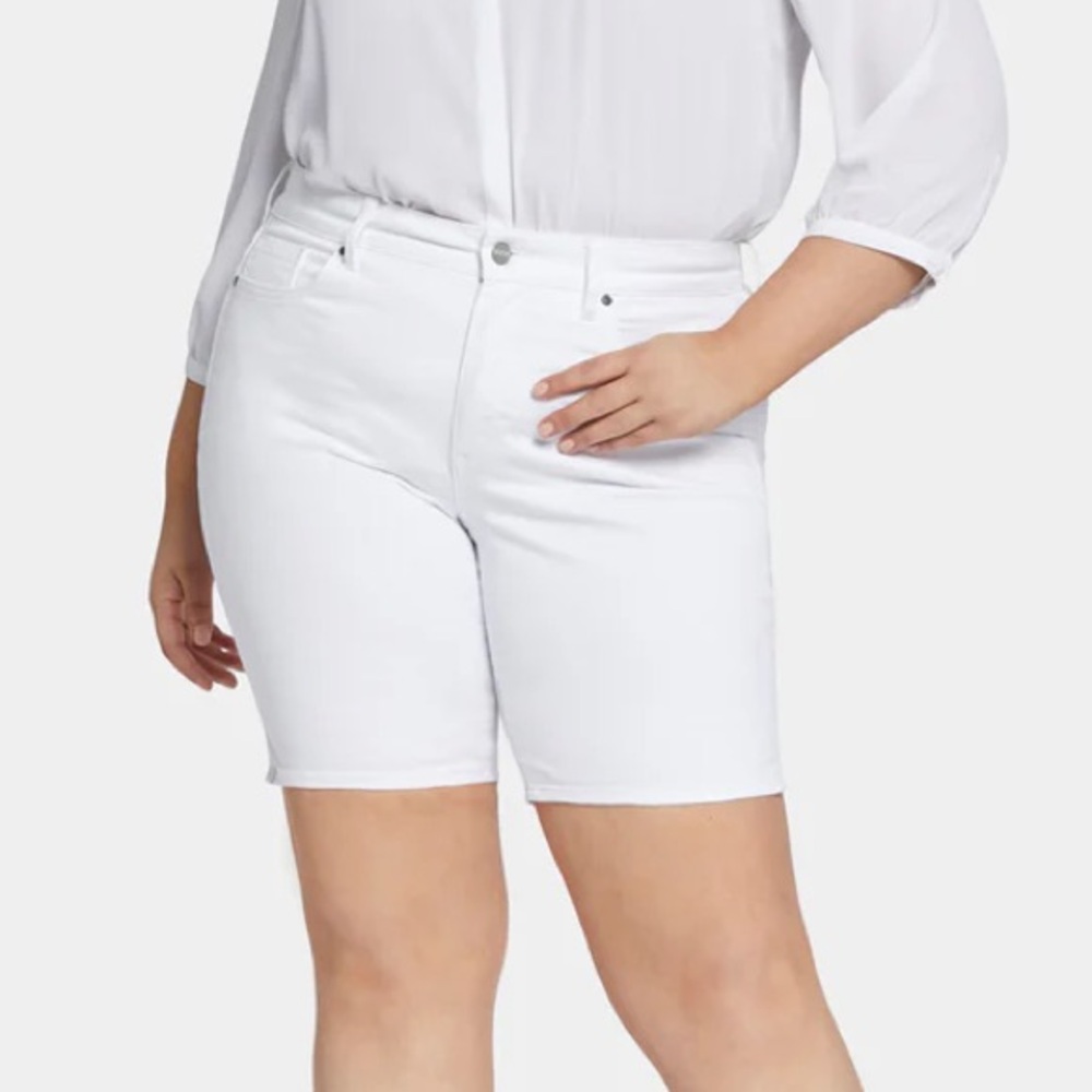 NWT NYDJ Ella White‎ Short Side Slit Plus 16W Petite Minimalist Classic Chic